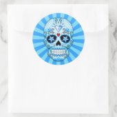 Blue Diamond Sugar Skull Runder Aufkleber (Tasche)