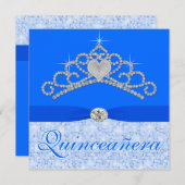 Blue Diamond Tiara Blue Quincenera Einladung (Vorne/Hinten)