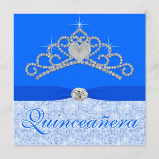 Blue Diamond Tiara Blue Quincenera Einladung