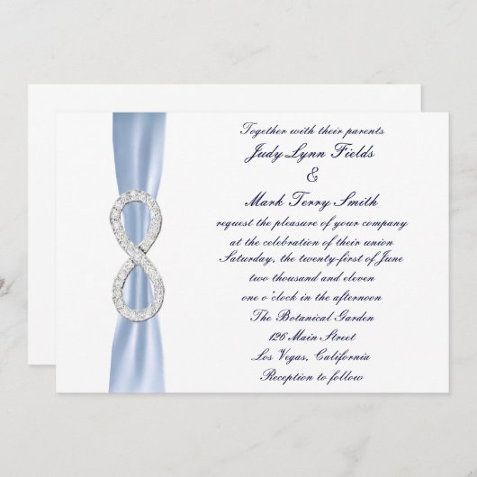 Blue Diamond Unfinity Wedding Einladung (Vorne/Hinten)