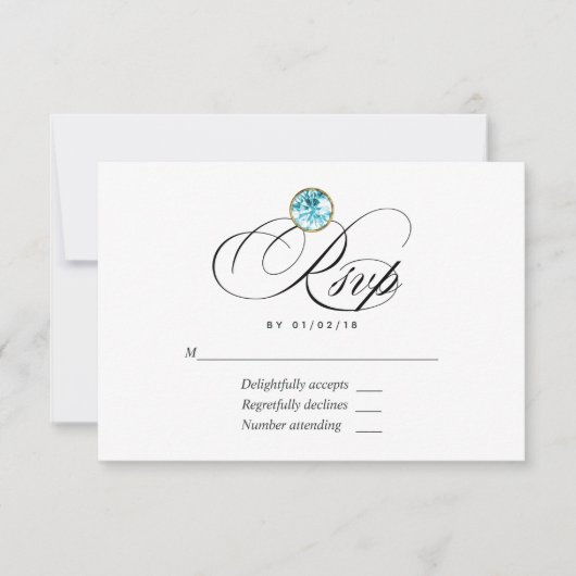 Blue Diamond Wedding RSVP Card (Vorderseite)