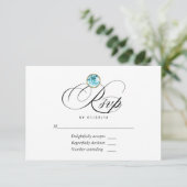 Blue Diamond Wedding RSVP Card Karte (Stehend Vorderseite)