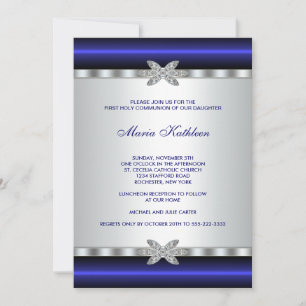 Blue Diamond White Girls Erste Kommune Einladung