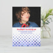 Blue Diamonds Foto Einladung (Stehend Vorderseite)