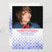 Blue Diamonds Foto Einladung (Vorne/Hinten)