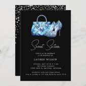 Blue Diamonds Glitzer 16 . Geburtstag Geburtstag Einladung (Vorne/Hinten)