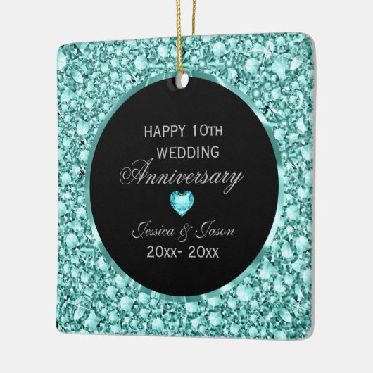 Blue Diamonds und Black Damask 10 Jahre alt Keramikornament (Links)