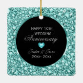 Blue Diamonds und Black Damask 10 Jahre alt Keramikornament (Rückseite)