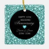 Blue Diamonds und Black Damask 10 Jahre alt Keramikornament (Vorderseite)