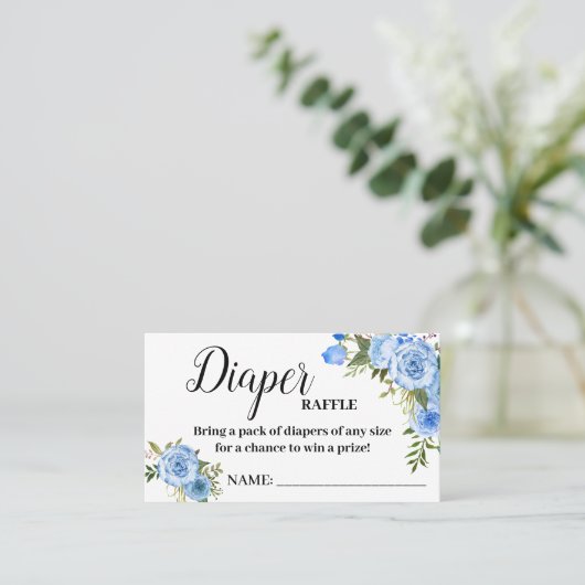 Blue Diaper Gewinnspiel Baby Dusche Gewinnkarte Platzkarte (Stehend Vorderseite)