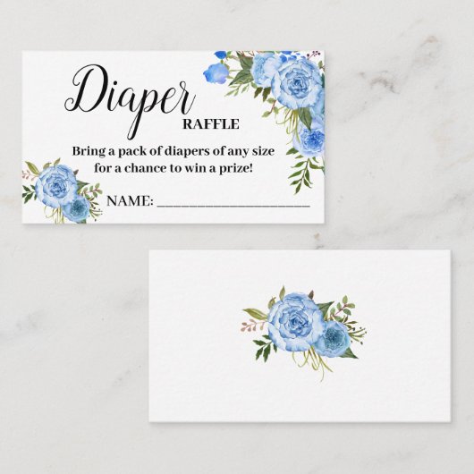 Blue Diaper Gewinnspiel Baby Dusche Gewinnkarte Platzkarte (Vorne/Hinten)