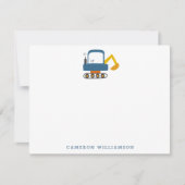 Blue Digger Truck Art Personalisiert Stationery Dankeskarte (Vorderseite)