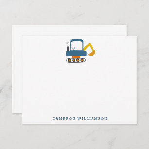 Blue Digger Truck Art Personalisiert Stationery Dankeskarte