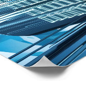 Blue Digital Binary Data on Computer Screen Poster (Ecke)