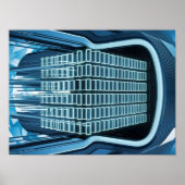 Blue Digital Binary Data on Computer Screen Poster (Vorne)