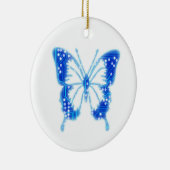 Blue Digital Butterfly, individueller Hintergrund Keramik Ornament (Rechts)