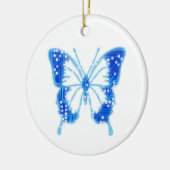 Blue Digital Butterfly, individueller Hintergrund Keramik Ornament (Links)