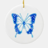 Blue Digital Butterfly, individueller Hintergrund Keramik Ornament (Hinten)