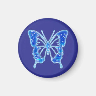 Blue Digital Butterfly, individueller Hintergrund Magnet
