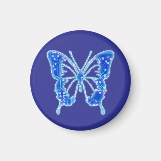 Blue Digital Butterfly, individueller Hintergrund Magnet (Vorne)