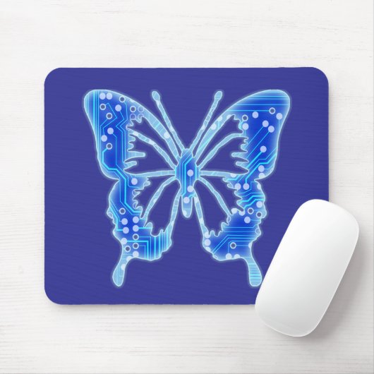 Blue Digital Butterfly, individueller Hintergrund Mousepad (Mit Mouse)
