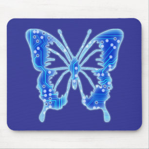Blue Digital Butterfly, individueller Hintergrund Mousepad
