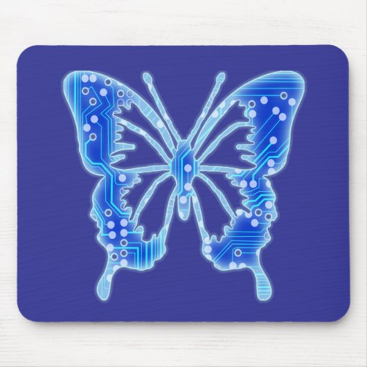 Blue Digital Butterfly, individueller Hintergrund Mousepad (Vorne)