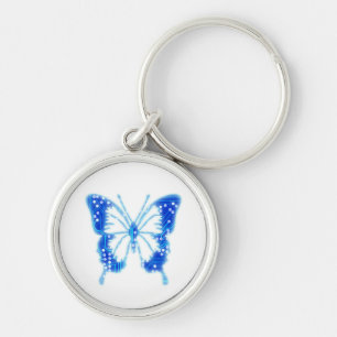 Blue Digital Butterfly, individueller Hintergrund Schlüsselanhänger
