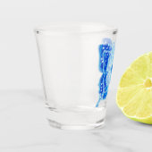 Blue Digital Butterfly, individueller Hintergrund Schnapsglas (Links)