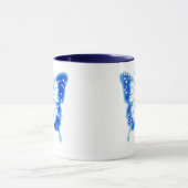 Blue Digital Butterfly, individueller Hintergrund Tasse (Zentrum)