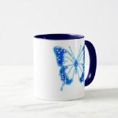 Blue Digital Butterfly, individueller Hintergrund Tasse (VorderseiteRechts)