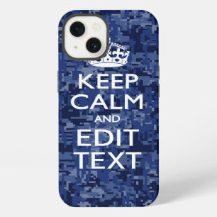 Blue Digital-Camouflage BEHALTE den CALM-Text iPhone Hülle