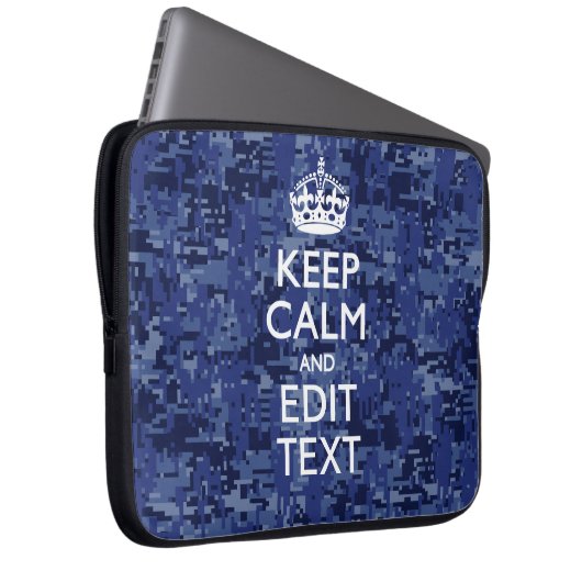 Blue Digital-Camouflage BEHALTE den CALM-Text Laptopschutzhülle (Vorne Rechts)