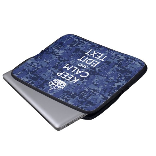 Blue Digital-Camouflage BEHALTE den CALM-Text Laptopschutzhülle (Vorne Knopf)