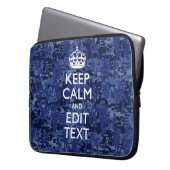Blue Digital-Camouflage BEHALTE den CALM-Text Laptopschutzhülle (Vorderseite Links)