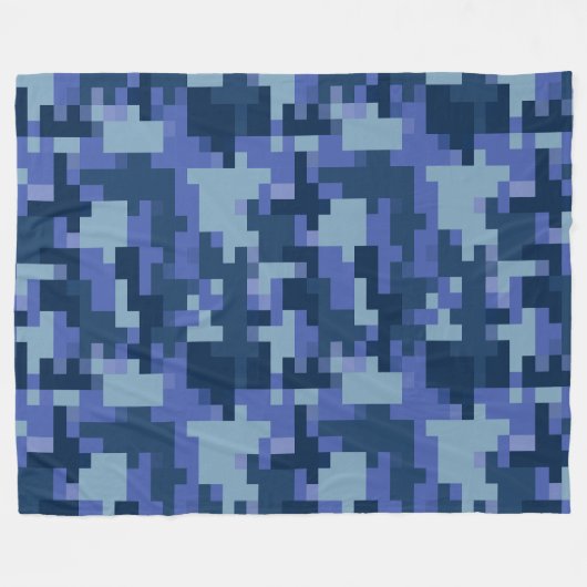 Blue Digital Camouflage Fleece Blanket (Vorderseite (Horizontal))