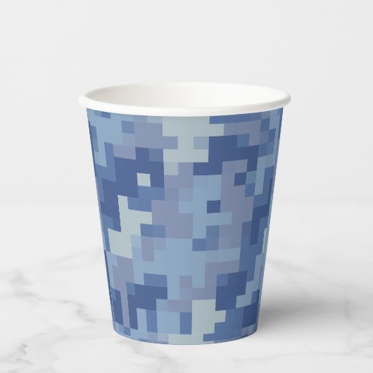 Blue Digital Camouflage Paper Cups Pappbecher (Vorderseite)