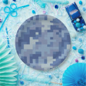 Blue Digital Camouflage Paper-Teller Pappteller (Party)