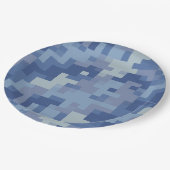 Blue Digital Camouflage Paper-Teller Pappteller (Schrägansicht)