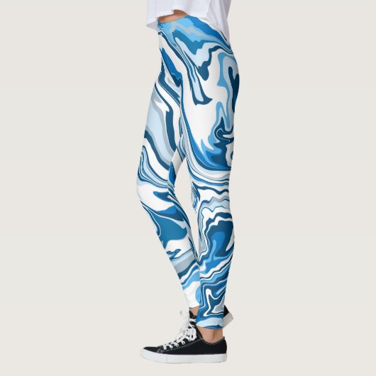 Blue Digital Fluid Art Marble Leggings (Links)