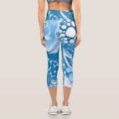 Blue Digital Fluid Art Marmor Pour Painting Cells Capri Leggings (Rückseite)