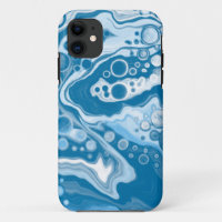 Blue Digital Fluid Art Marmor Pour Painting Cells