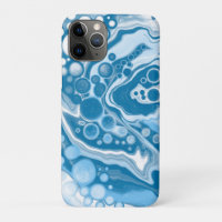Blue Digital Fluid Art Marmor Pour Painting Cells