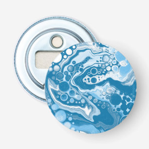 Blue Digital Fluid Art Marmor Pour Painting Cells Flaschenöffner