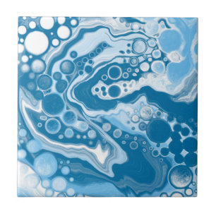Blue Digital Fluid Art Marmor Pour Painting Cells Fliese