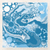 Blue Digital Fluid Art Marmor Pour Painting Cells Glasuntersetzer (Vorderseite)