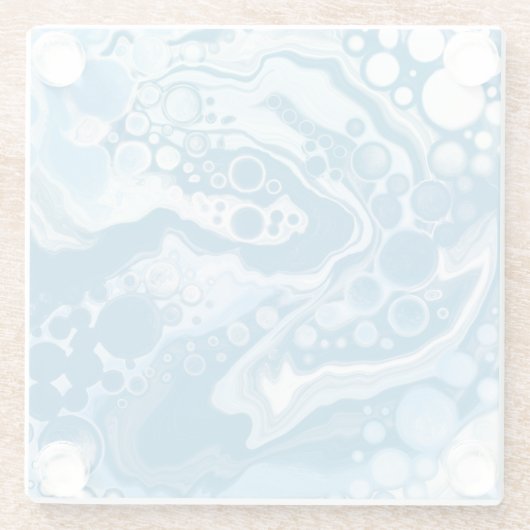 Blue Digital Fluid Art Marmor Pour Painting Cells Glasuntersetzer (Rückseite)