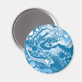 Blue Digital Fluid Art Marmor Pour Painting Cells Magnet (Vorderseite/Rückseite)