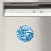 Blue Digital Fluid Art Marmor Pour Painting Cells Magnet (In Situ (Geschirrspüler))