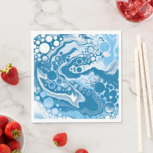 Blue Digital Fluid Art Marmor Pour Painting Cells Serviette (Beispiel)